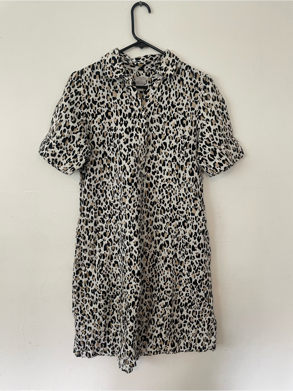 Chico’s Leopard Print Shirt Dress - 100% Linen - Size 4